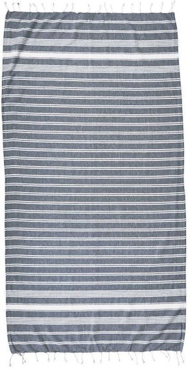 Butlers Prosop de Plajă De bumbac Albastru Petrol cu franjuri 170x90cm.