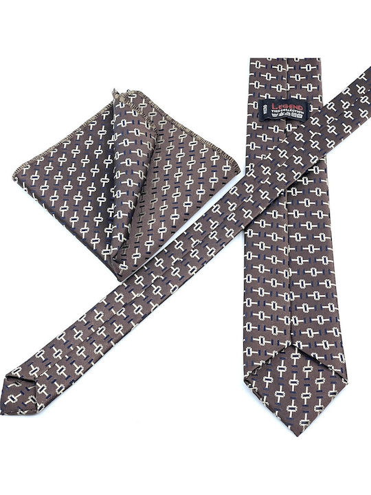 Legend Accessories Set de Cravată pentru Bărbați Tipărit în Culorea Maro