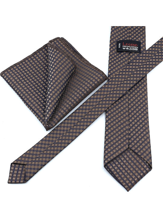 Legend Accessories Herren Krawatten Set Gedruckt in Braun Farbe