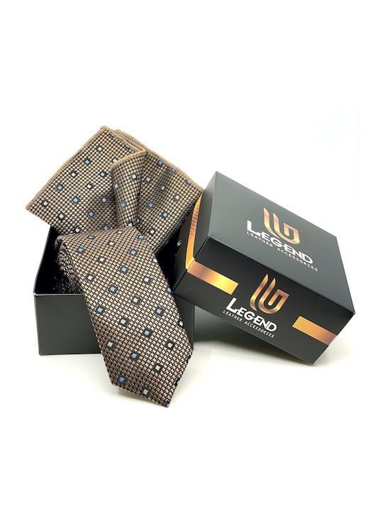 Legend Accessories Σετ Ανδρικής Γραβάτας Συνθετική με Σχέδια σε Μπεζ Χρώμα