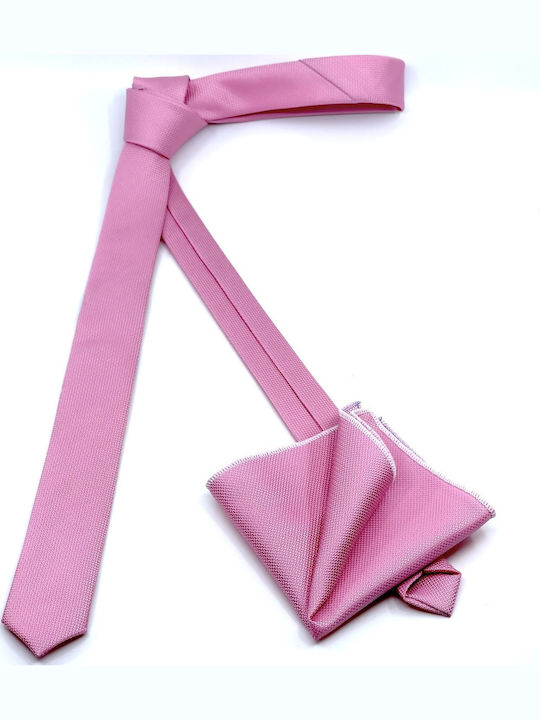 Legend Accessories Σετ Ανδρικής Γραβάτας Συνθετική Μονόχρωμη σε Ροζ Χρώμα