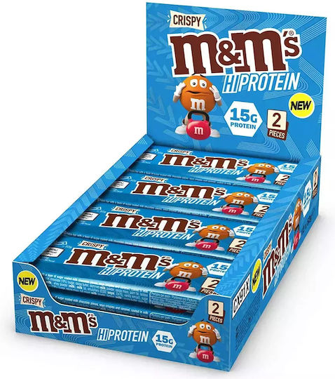 m&m's Hi Protein Crispy Μπάρα με 15gr Πρωτεΐνης & Γεύση Milk Chocolate 12x52gr