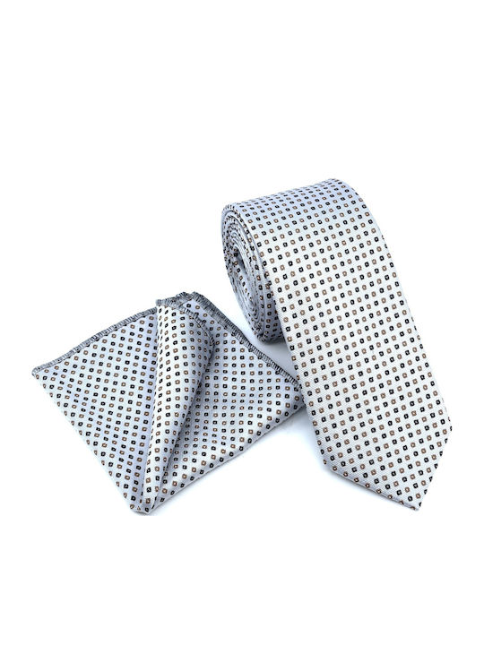 Legend Accessories Set de Cravată pentru Bărbați Tipărit în Culorea Argintiu Legend Accessories Set de Cravată pentru Bărbați Tipărit în Culorea Argintiu