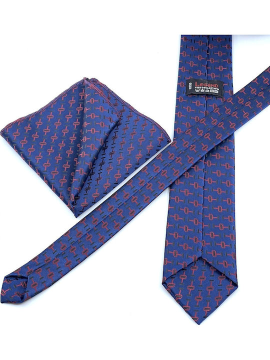 Legend Accessories Herren Krawatten Set Gedruckt in Blau Farbe