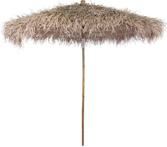 Professionell Garten & Terrassen Sonnenschirm Bodenständer Rund Geflecht Holz Braun Ø2.1m