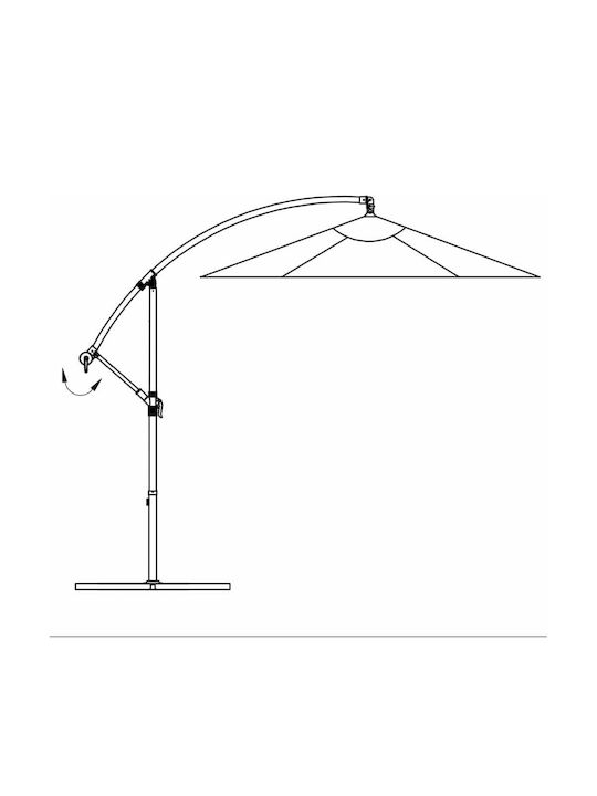 Hängender Rundschreiben Garten- und Terrassen-Sonnenschirm aus Aluminium Ecru Durchmesser 3,5 m