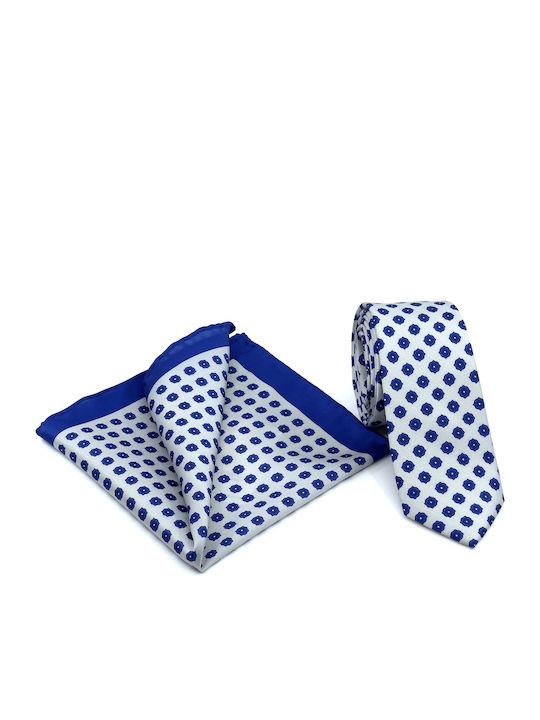 Legend Accessories Ανδρική Γραβάτα Μεταξωτή με Σχέδια σε Λευκό Χρώμα