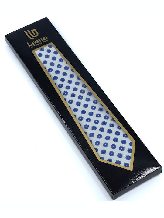 Legend Accessories Ανδρική Γραβάτα Μεταξωτή με Σχέδια σε Λευκό Χρώμα