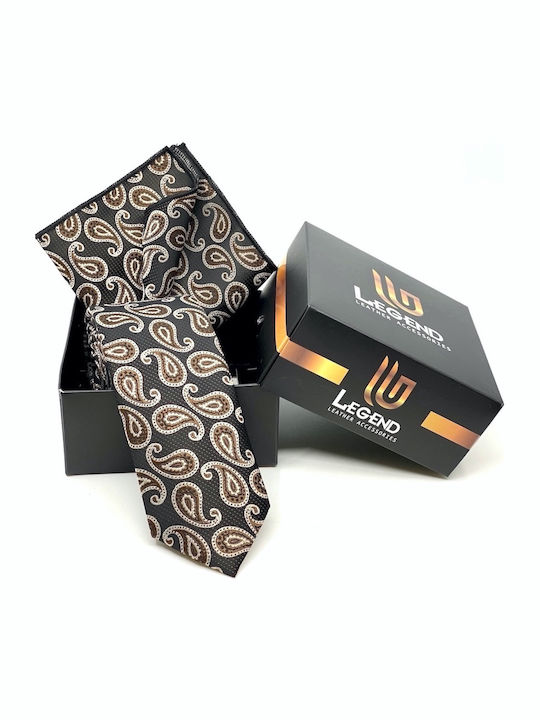 Legend Accessories Synthetic Men's Tie Set Printed Brown