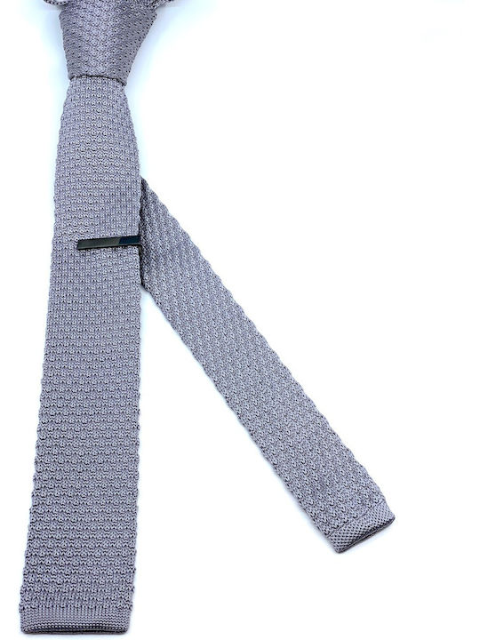 Legend Accessories Ανδρική Γραβάτα Συνθετική Πλεκτή Μονόχρωμη σε Γκρι Χρώμα