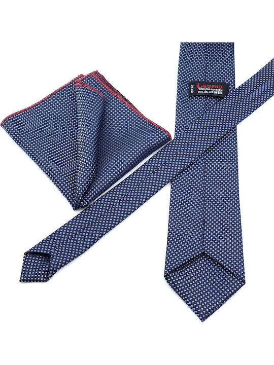 Legend Accessories Σετ Ανδρικής Γραβάτας Συνθετική με Σχέδια σε Navy Μπλε Χρώμα