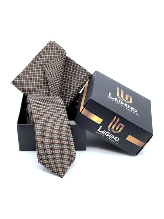 Legend Accessories Synthetic Men's Tie Set Printed Brown
