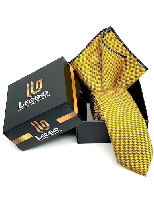 Legend Accessories Σετ Ανδρικής Γραβάτας Συνθετική Μονόχρωμη σε Κίτρινο Χρώμα
