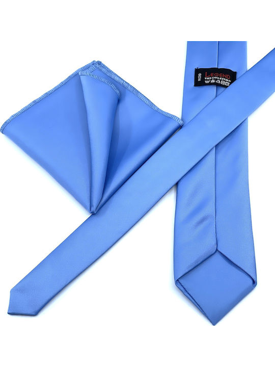Legend Accessories Σετ Ανδρικής Γραβάτας Μονόχρωμη σε Μπλε Χρώμα