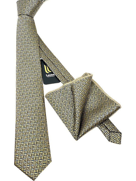 Legend Accessories Synthetic Men's Tie Set Printed Gold