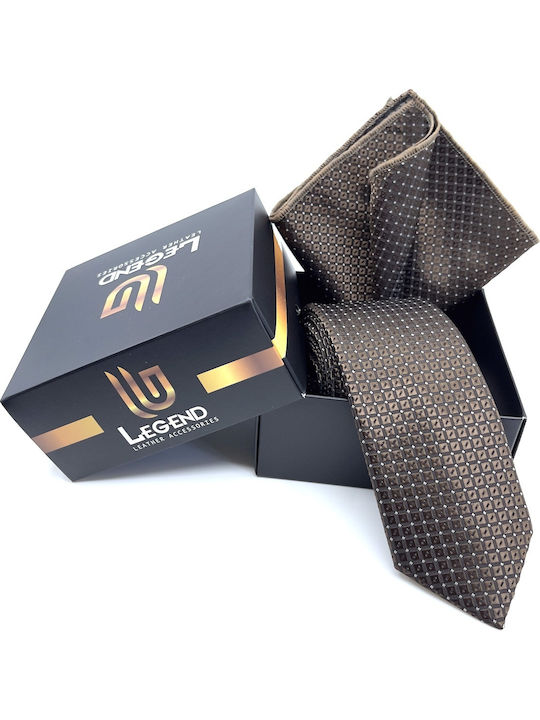 Legend Accessories Men's Tie Set Printed Brown