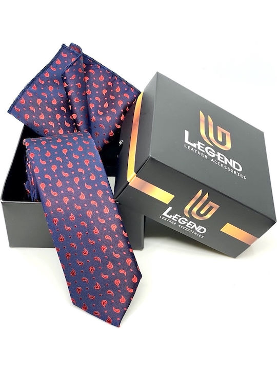 Legend Accessories Synthetic Men's Tie Set Printed Navy Blue