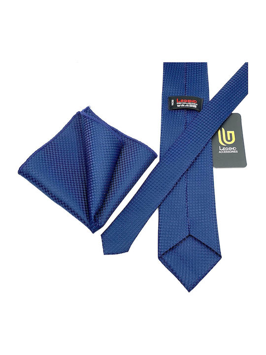 Legend Accessories Σετ Ανδρικής Γραβάτας Συνθετική Μονόχρωμη σε Navy Μπλε Χρώμα