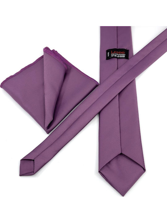 Legend Accessories Σετ Ανδρικής Γραβάτας Μονόχρωμη σε Μωβ Χρώμα