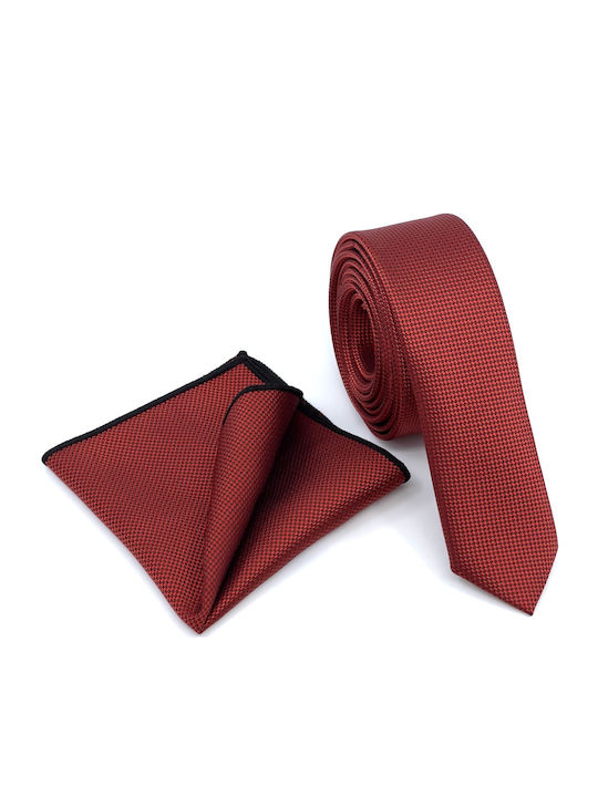 Legend Accessories Σετ Ανδρικής Γραβάτας Συνθετική Μονόχρωμη σε Κόκκινο Χρώμα L-047-31-4.5CM