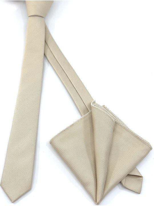Legend Accessories Σετ Ανδρικής Γραβάτας Μονόχρωμη σε Μπεζ Χρώμα L-047-22-4.5CM