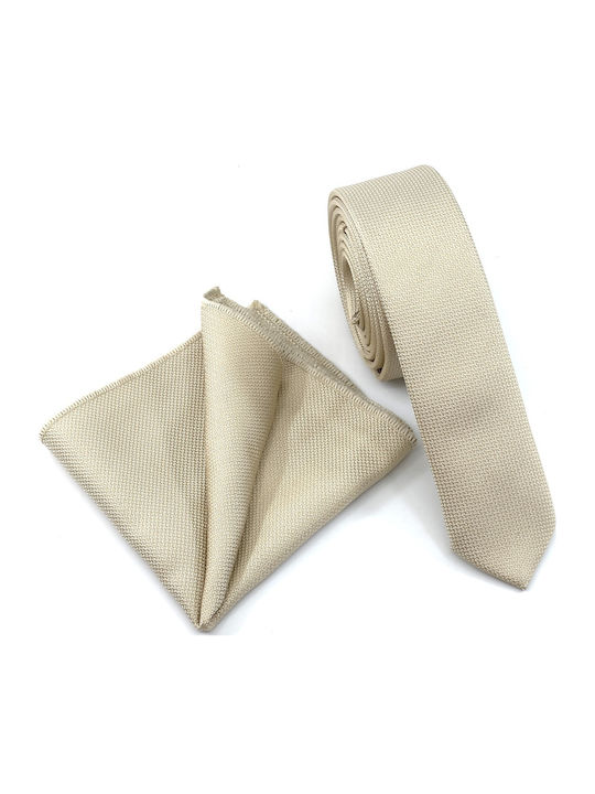 Legend Accessories Σετ Ανδρικής Γραβάτας Μονόχρωμη σε Μπεζ Χρώμα L-047-22-4.5CM