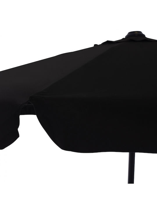 Professional Circular Garden Parasol with Metal Frame in Black F2.35m