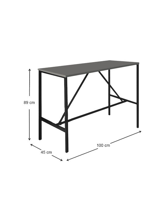 Crego Table Bar Wooden with Metal Frame Black 100x45x89cm