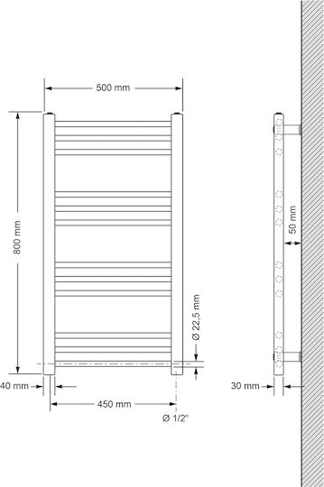 ECD Germany Șină pentru prosoape baie 800x500 Alb