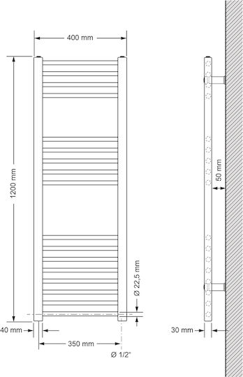 ECD Germany Electric Towel Rail 1200W 120x40cm White