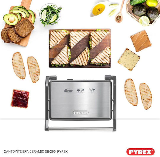 Pyrex SB-290 Τοστιέρα Γκριλιέρα με Κεραμικές Πλάκες 800W Inox
