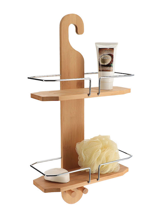 AT000291 An der Wand montiert Badezimmerregal Bamboo mit 2 Regalböden 30x12x50cm Braun