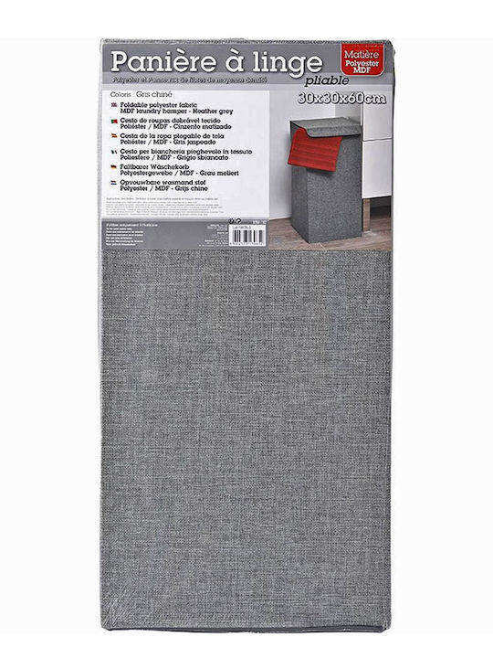 8706182 Wäschekorb aus Stoff Faltbar mit Deckel 30x30x60cm Gray