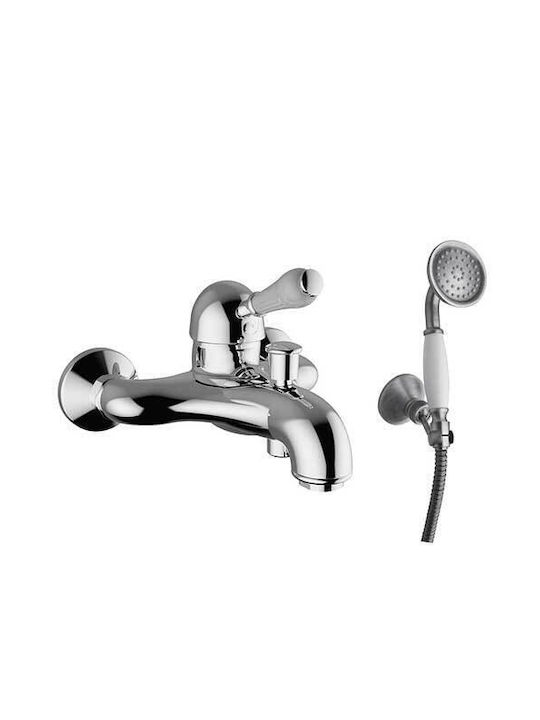 Teorema Tiffany Mixing Retro Bathtub Shower Faucet Complete Set Silver