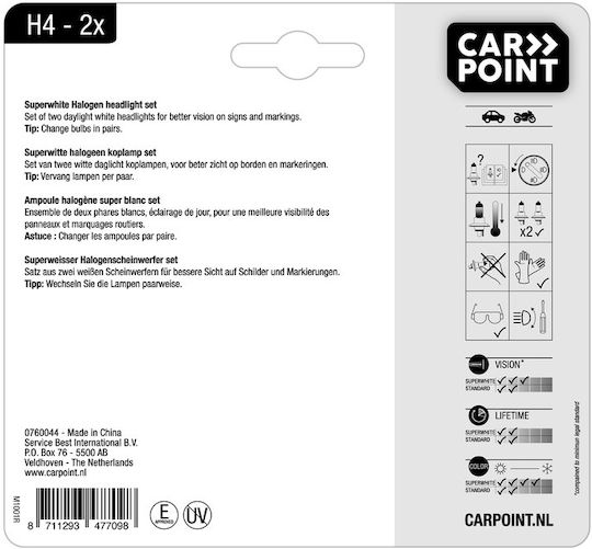 Carpoint Lămpi Autoturismului H4 Halogen 12V 60W 2buc
