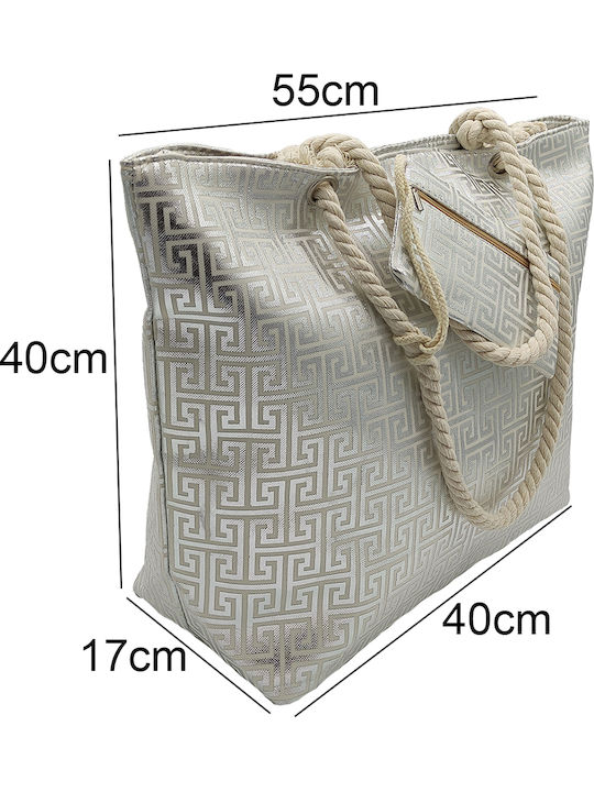 Gift-Me Текстилна Плажна Чанта Сребриста Gift-Me Текстилна Плажна Чанта Сребриста