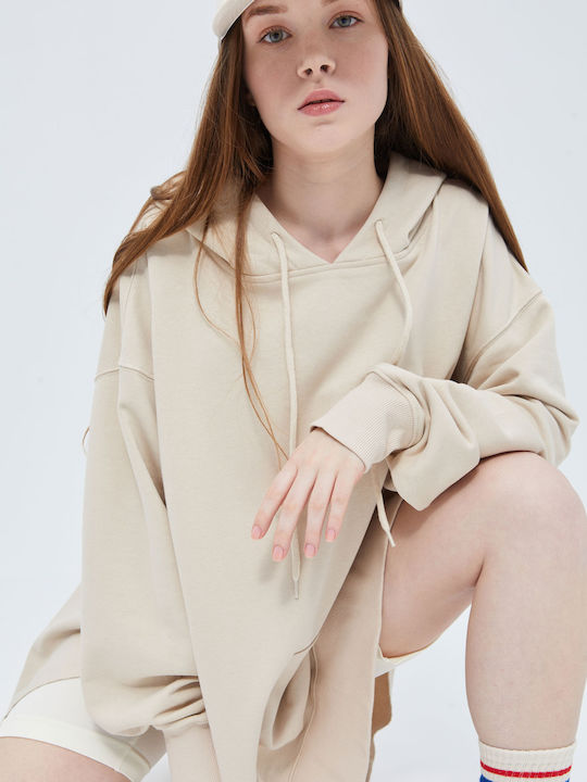 Sweatshirt with Hood Beige