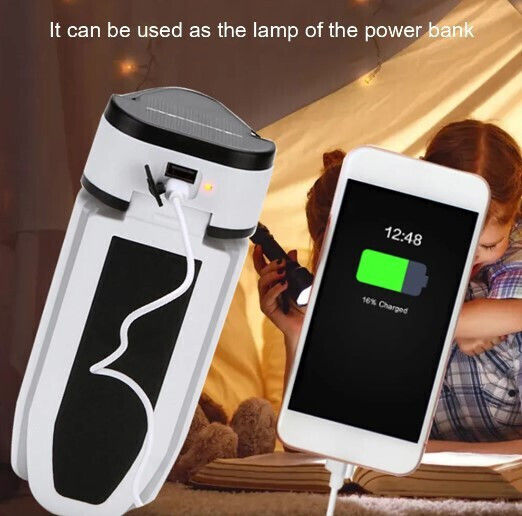 Лампа LED Слънчева за Къмпинг с Powerbank 30W Бяла
