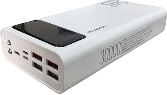 Pavareal PB-92 Power Bank 30000mAh με 4 Θύρες USB-A και Θύρα USB-C Λευκό