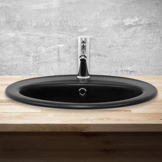 ML-Design Inset Sink Ceramic 57x48.5x19.5cm Black