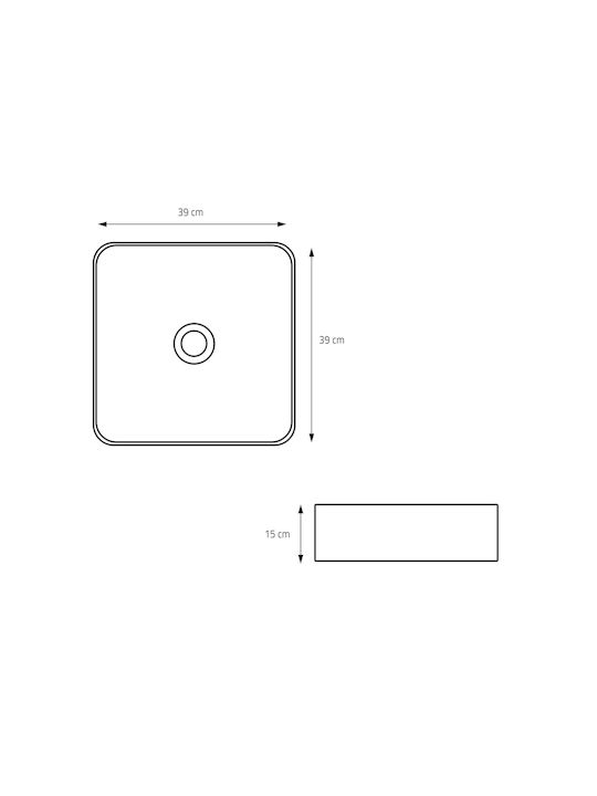 ML-Design Επικαθήμενος Νιπτήρας Κεραμικός 39x39x15cm Λευκός