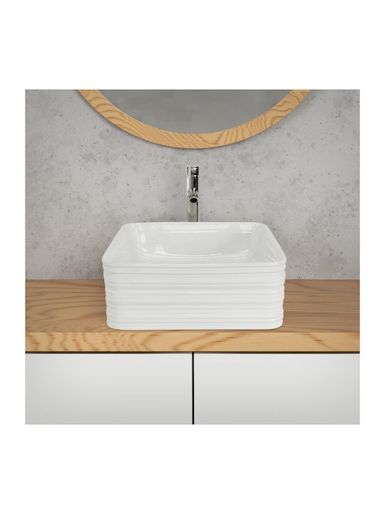 ML-Design Επικαθήμενος Νιπτήρας Κεραμικός 39x39x15cm Λευκός