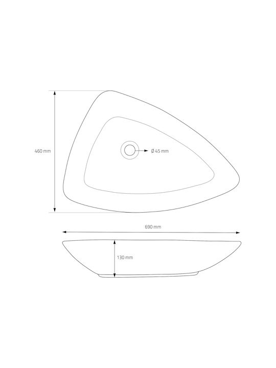 ML-Design Countertop Sink Ceramic 69x46x13cm White