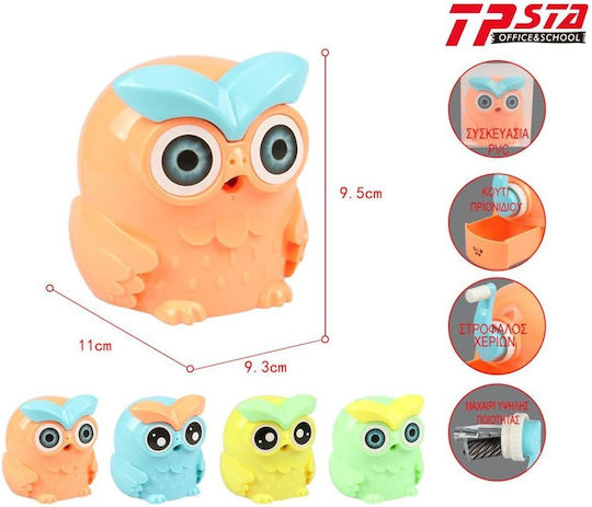 Tpster Plastic Sharpener Orange Barrel with Crank 1pcs