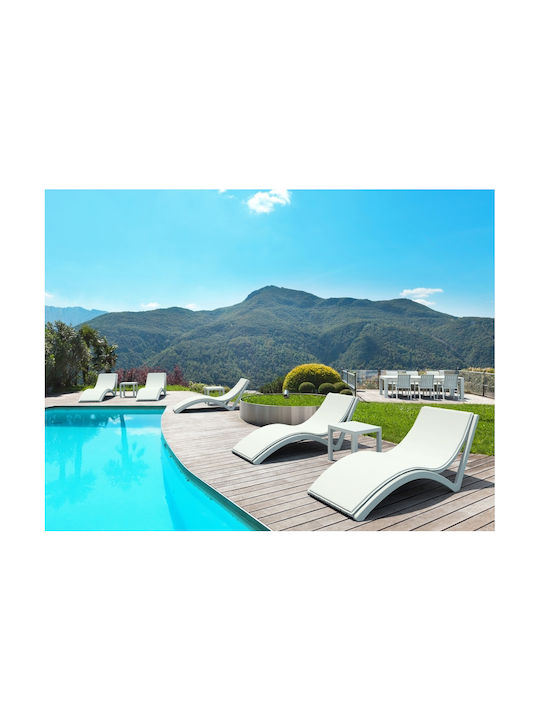 Zita Plus Waterproof Sunbed Cushion with Backrest Slim White 204x62cm