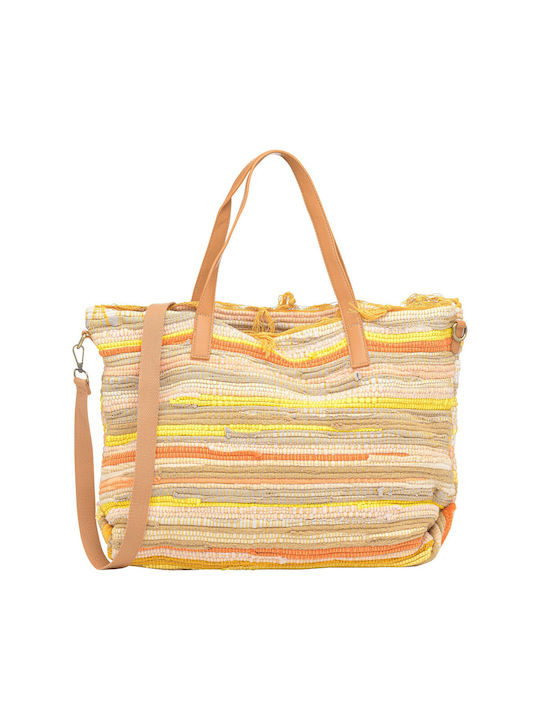 V-store Beach Bag Yellow with Stripes