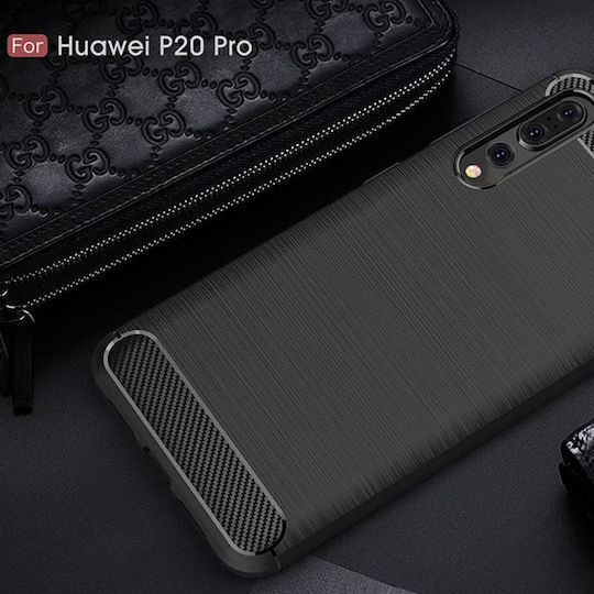 Techsuit Carbon Задна корица Силикон Черен (Huawei P20 Pro)