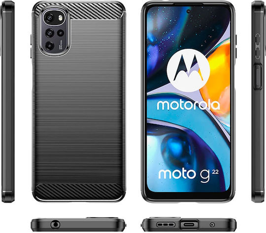 Techsuit Carbon Umschlag Rückseite Silikon Schwarz (Moto G22)