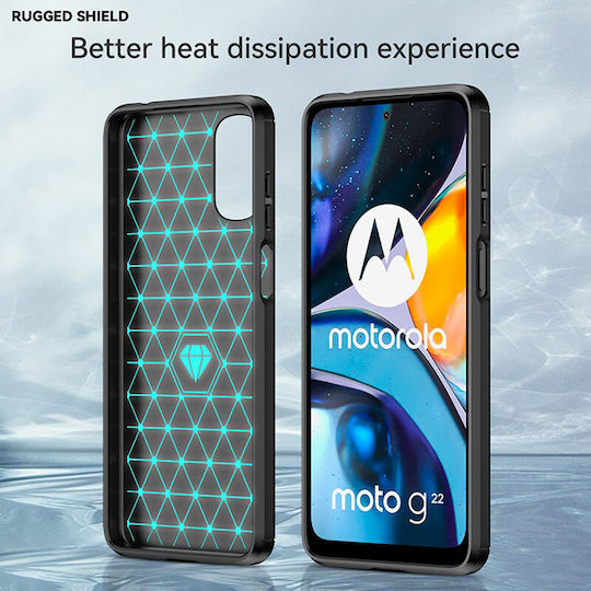 Techsuit Carbon Umschlag Rückseite Silikon Schwarz (Moto G22)