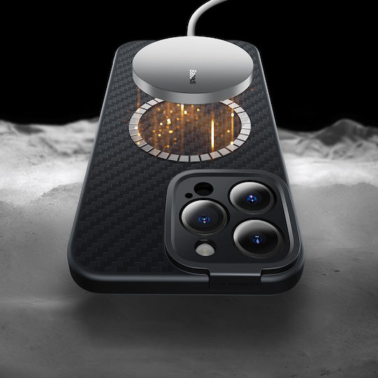 Baseus Задна корица Закалено стъкло Магнитен Черен (iPhone 14 Pro)